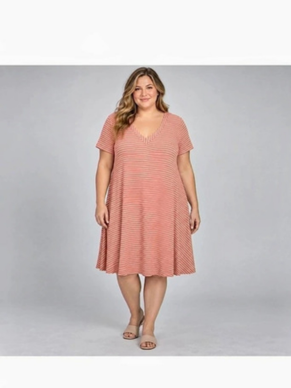 West Loop Striped Midi Dress in Pink & White Size XL